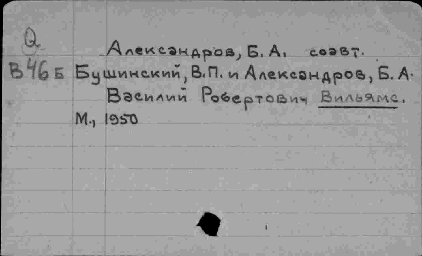 ﻿Алекс.3ндроз; Б. А. соэа?.
Бу шинаиии, В(П. и Александрой, Б. А* Вэеилии Роберто&ич Виль^глс,
М.) Эъ“О